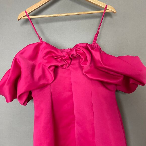 Forever 21 Off The Shoulder Dress Pink Ruffle Sleeve Large Mini Barbie Costume - Picture 5 of 9